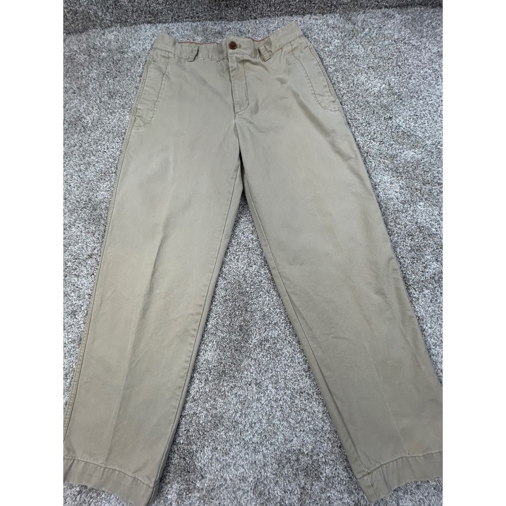 IZOD Chino Pants Mens 32x32 Khaki Straight Leg 100% Cotton Twill Trousers #0789